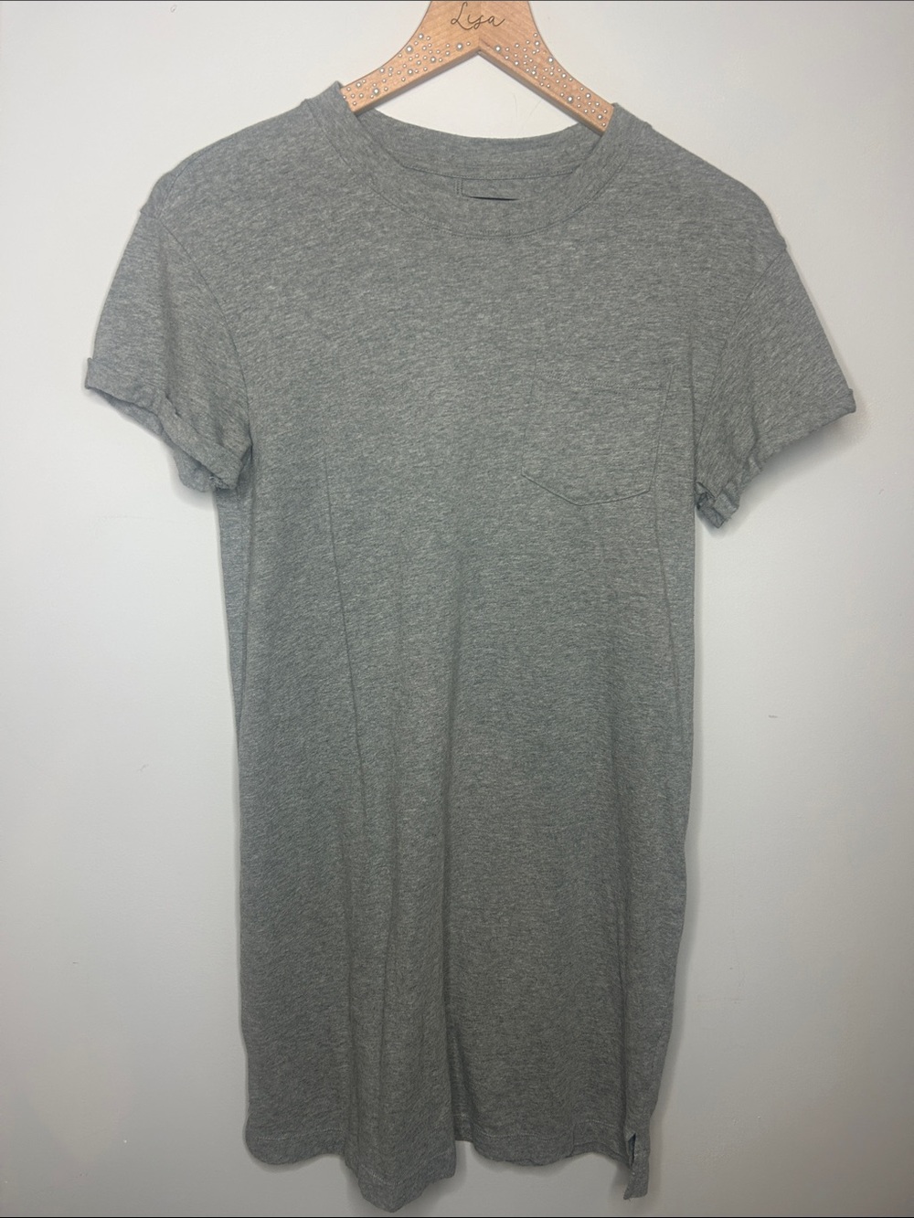 Time and Tru Heather Gray Short Sleeve Pocket Tee Dress